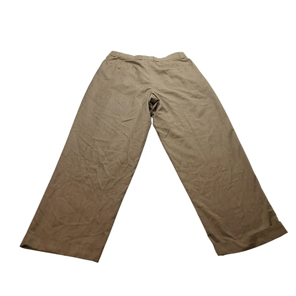 pleated cuffed dress pants George Big Men's Pleated Cuffed Microfiber Beige Dress Pant With Adjustable Waistband Size:52x32, Size: 52 x 32